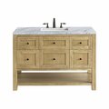 James Martin Vanities Breckenridge 48in Single Vanity, Light Natural Oak w/ 3 CM Carrara Marble Top 330-V48-LNO-3CAR